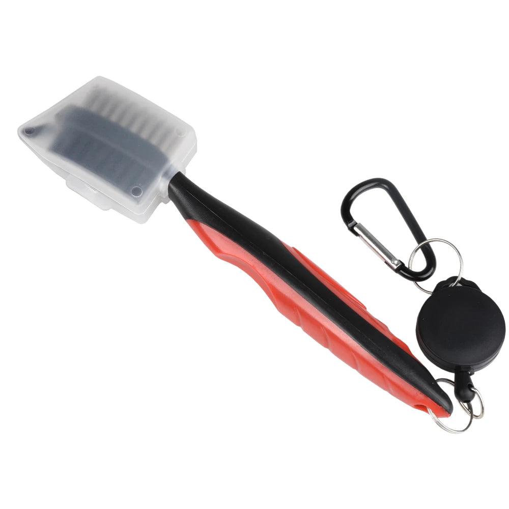 Golf Club Brush Groove Cleaner Retractable Dual Sided Nylon Bristles Aluminum Carabiner Groove Cleaner Groove Cleaning Tool Kit