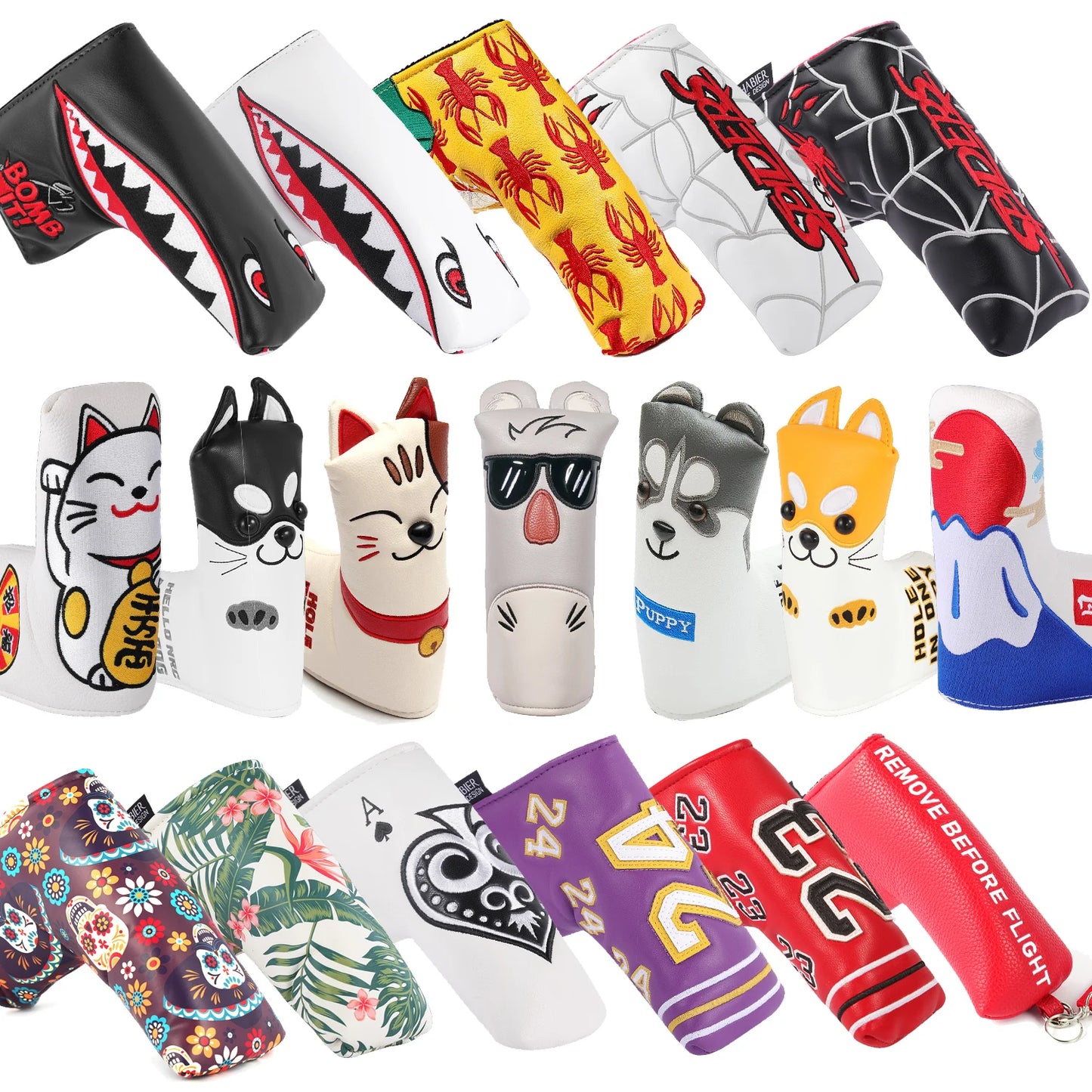 Blade Covers golf putter blade cover White Golf Putter Cover Headcover Closure for Blade Golf Putter