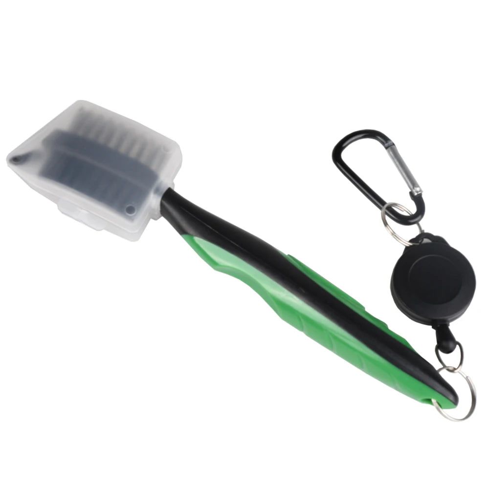 Golf Club Brush Groove Cleaner Retractable Dual Sided Nylon Bristles Aluminum Carabiner Groove Cleaner Groove Cleaning Tool Kit