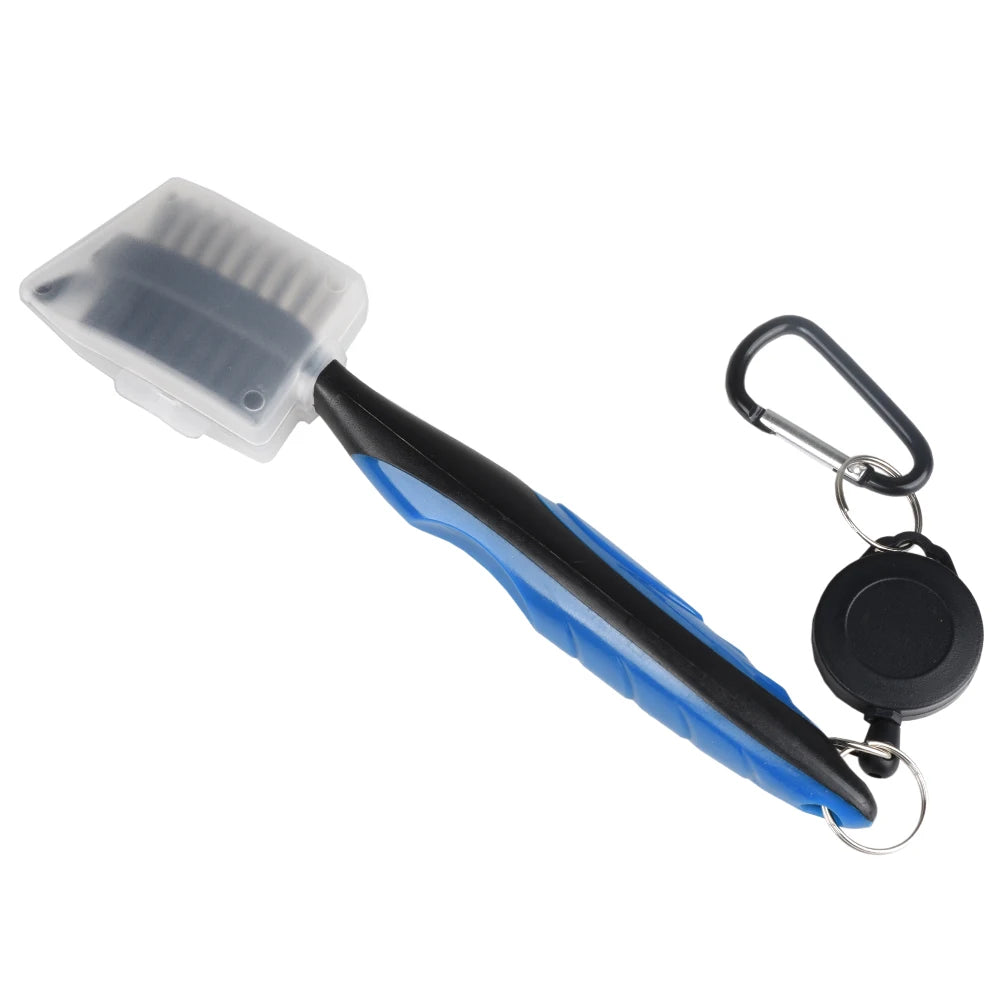 Golf Club Brush Groove Cleaner Retractable Dual Sided Nylon Bristles Aluminum Carabiner Groove Cleaner Groove Cleaning Tool Kit