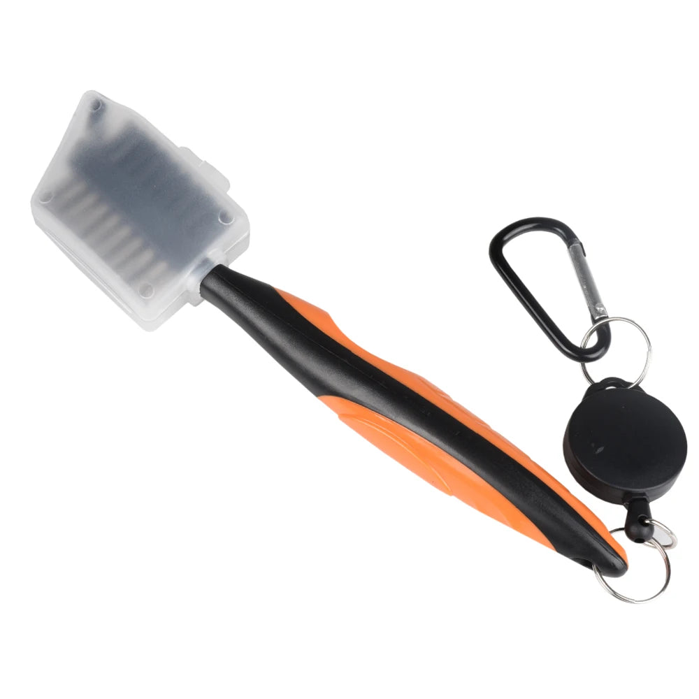 Golf Club Brush Groove Cleaner Retractable Dual Sided Nylon Bristles Aluminum Carabiner Groove Cleaner Groove Cleaning Tool Kit